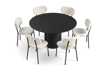 Juno Matgrupp runt 150 cm Svart med 6 Gemmiano Matstolar - Svart - Products - Möbler - Bord & matgrupp - Matgrupp