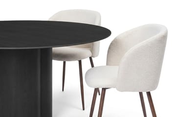 Juno Matgrupp runt 150 cm Svart med 6 Greya Matstolar - Svartlaserad ek - Products - Möbler - Bord & matgrupp - Matgrupp