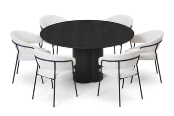 Juno Matgrupp runt 150 cm Svart med 6 Karol Matstolar - Svart - Products - Möbler - Bord & matgrupp - Matgrupp