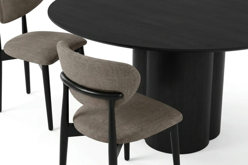 Juno Matgrupp runt 150 cm Svart med 6 Molly Matstolar - Svart - Products - Möbler - Bord & matgrupp - Matgrupp