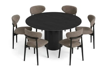 Juno Matgrupp runt 150 cm Svart med 6 Molly Matstolar - Svart - Products - Möbler - Bord & matgrupp - Matgrupp