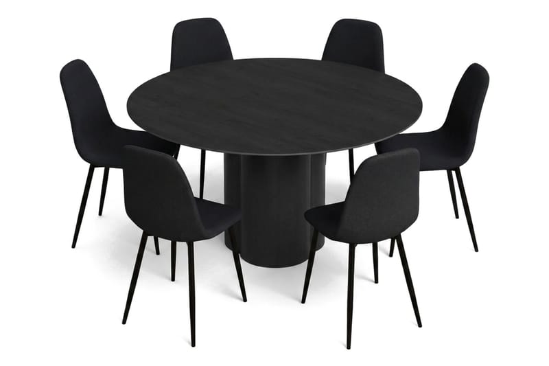 Juno Matgrupp runt 150 cm Svart med 6 Nibe Matstolar - Svart - Products - Möbler - Bord & matgrupp - Matgrupp