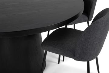 Juno Matgrupp runt 150 cm Svart med 6 Sawako Matstolar - Svart - Products - Möbler - Bord & matgrupp - Matgrupp