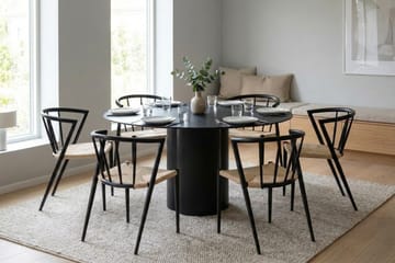 Juno Matgrupp runt 150 cm Svart med 6 Winston Matstolar - Svartlaserad ek - Products - Möbler - Bord & matgrupp - Matgrupp