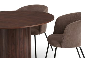 Juno Matgrupp runt 150 cm Valnöt med 6 Berit Matstolar - Valnöt - Products - Möbler - Bord & matgrupp - Matgrupp
