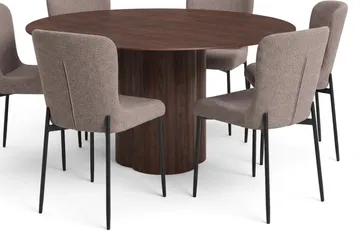 Juno Matgrupp runt 150 cm Valnöt med 6 Elsie Matstolar - Valnöt - Products - Möbler - Bord & matgrupp - Matgrupp