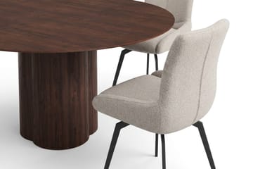 Juno Matgrupp runt 150 cm Valnöt med 6 Mora Matstolar - Valnöt - Products - Möbler - Bord & matgrupp - Matgrupp