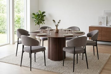 Juno Matgrupp runt 150 cm Valnöt med 6 Sawako Matstolar - Valnöt - Products - Möbler - Bord & matgrupp - Matgrupp