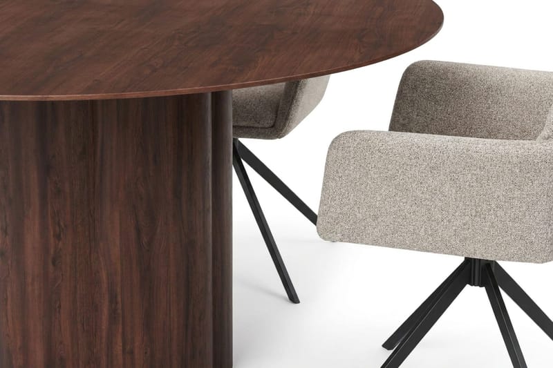 Juno Matgrupp runt 150 cm Valnöt med 6 Torsby Matstolar - Valnöt - Products - Möbler - Bord & matgrupp - Matgrupp