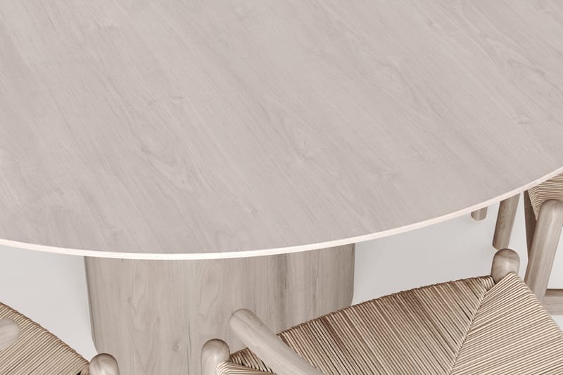 Juno Matgrupp runt 150 cm Vitlaserad med 6 Dastoori Matstolar - Vitlaserad ek - Products - Möbler - Bord & matgrupp - Matgrupp