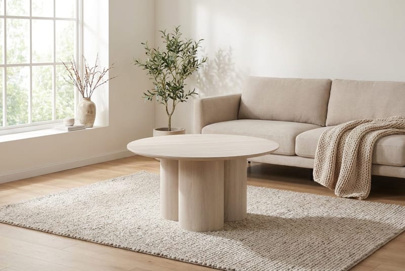 Juno Soffbord Rund 85 cm - Vitlaserad - Products - Möbler - Bord & matgrupp - Soffbord