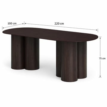 Juno Stort Ovalt Matbord 220x100 cm med Trä- och Rökt Ek-utseende - Mörkbrun - Products - Möbler - Bord & matgrupp - Matbord & köksbord