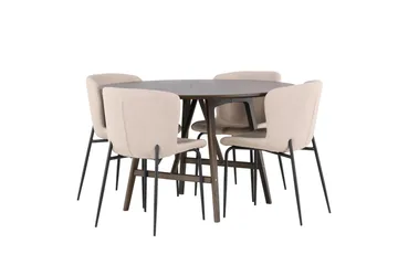 Kaseidon Matgrupp 100 cm Rund med 4 Modesto stolar - Beige - Products - Möbler - Bord & matgrupp - Matgrupp