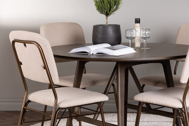 Kaseidon Matgrupp 100 cm Rund med 4 Seda stolar - Beige - Products - Möbler - Bord & matgrupp - Matgrupp