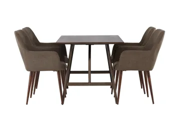 Kaseidon Matgrupp 120 cm Rektangulär med 4 Tomorrow stolar - Brun - Products - Möbler - Bord & matgrupp - Matgrupp