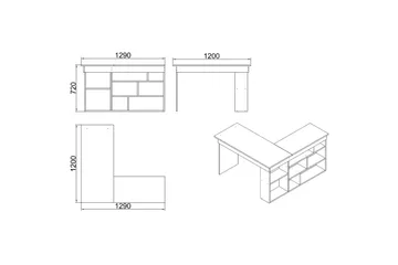 Dalran Skrivbord 129 cm - Natur/Vit - Products - Möbler - Bord & matgrupp - Kontorsbord - Datorbord