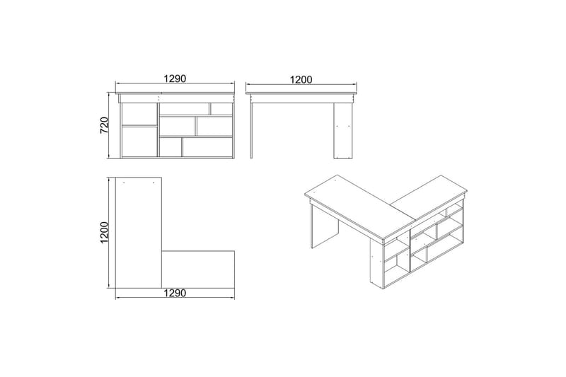 Dalran Skrivbord 129 cm - Natur/Vit - Products - Möbler - Bord & matgrupp - Kontorsbord - Datorbord