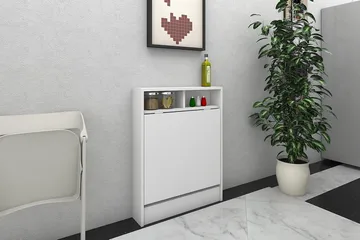 Elegancia Väggskrivbord 70 cm med Förvaring Hylla Utfällbart - Vit - Products - Möbler - Bord & matgrupp - Kontorsbord - Datorbord