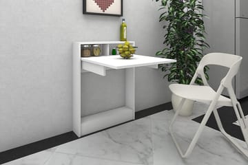Elegancia Väggskrivbord 70 cm med Förvaring Hylla Utfällbart - Vit - Products - Möbler - Bord & matgrupp - Kontorsbord - Datorbord
