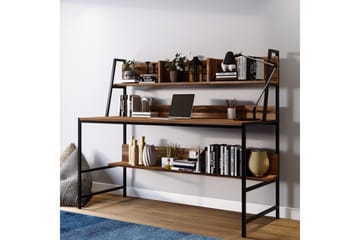 Faydali Skrivbord 140 cm med Förvaring Hyllor - Mörkbrun/Svart - Products - Möbler - Bord & matgrupp - Kontorsbord - Datorbord