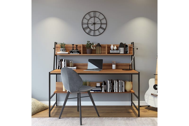 Faydali Skrivbord 140 cm med Förvaring Hyllor - Mörkbrun/Svart - Products - Möbler - Bord & matgrupp - Kontorsbord - Datorbord