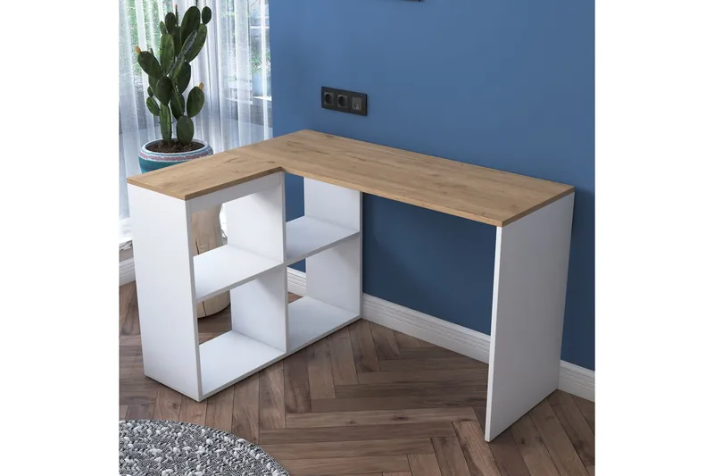 Freal Skrivbord 4 Hyllor 120 cm - Natur/Vit - Products - Möbler - Bord & matgrupp - Kontorsbord - Datorbord