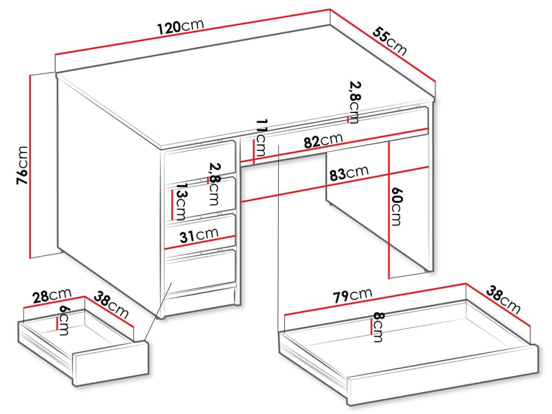 Harland Skrivbord 120 cm - ljusbrun - Products - Möbler - Bord & matgrupp - Kontorsbord - Datorbord