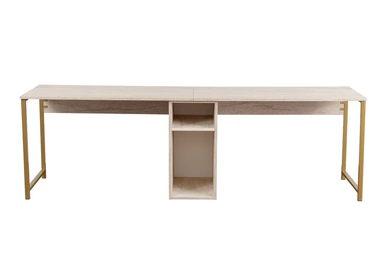 Hu Skrivbord 60x240 cm - Beige/Guld - Products - Möbler - Bord & matgrupp - Kontorsbord - Datorbord
