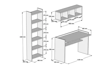 Kazeck Kontorsmöbelset 118 cm - Vit - Products - Möbler - Bord & matgrupp - Kontorsbord - Datorbord
