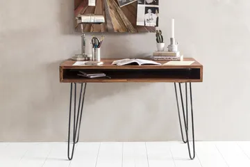 Langner Skrivbord 110 cm med Förvaring Hylla - Massivt Trä/Svart - Products - Möbler - Bord & matgrupp - Kontorsbord - Datorbord