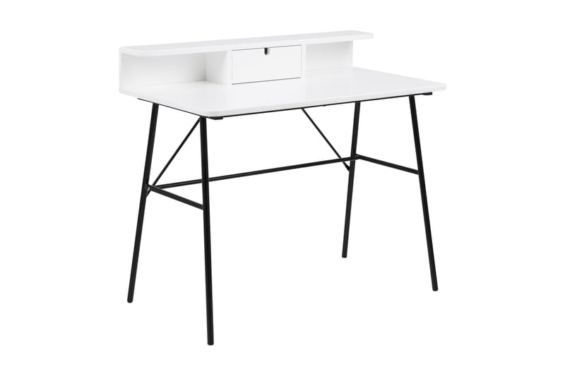 Lisemo Skrivbord 100 cm med Förvaring Låda + Hylla - Vit/Svart - Products - Möbler - Bord & matgrupp - Kontorsbord - Datorbord