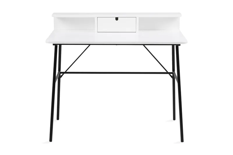 Lisemo Skrivbord 100 cm med Förvaring Låda + Hylla, Vit/Svart