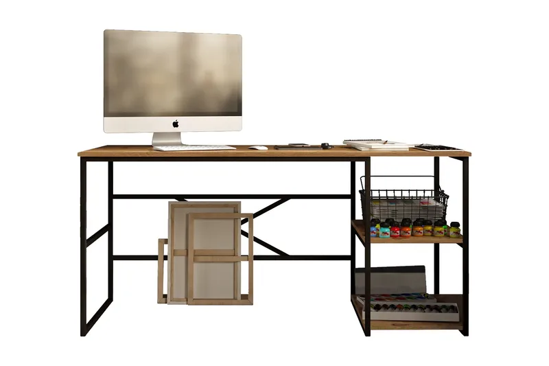 Parythe Skrivbord 160x75x160 cm med förvaring, Grön