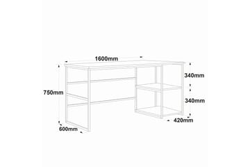 Parythe Skrivbord 160x75x160 cm med förvaring - Grön - Products - Möbler - Bord & matgrupp - Kontorsbord - Datorbord