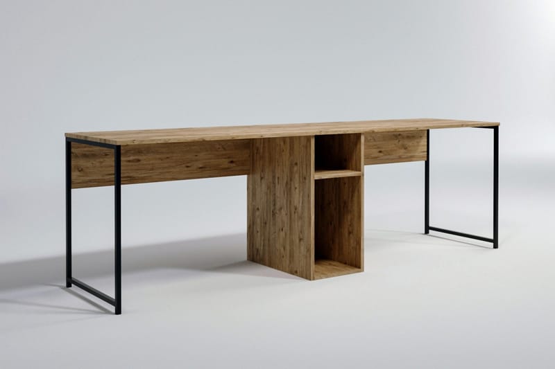 Pellafol Skrivbord 140 cm med Förvaring Hyllor - Natur/Svart - Products - Möbler - Bord & matgrupp - Kontorsbord - Datorbord