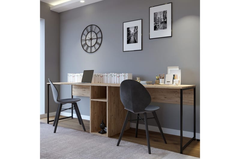 Pellafol Skrivbord 140 cm med Förvaring Hyllor - Natur/Svart - Products - Möbler - Bord & matgrupp - Kontorsbord - Datorbord