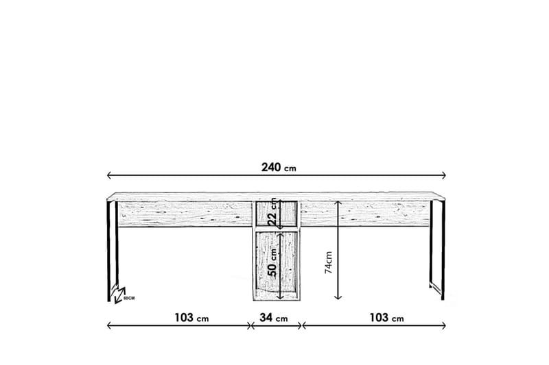 Pellafol Skrivbord 140 cm med Förvaring Hyllor - Natur/Svart - Products - Möbler - Bord & matgrupp - Kontorsbord - Datorbord