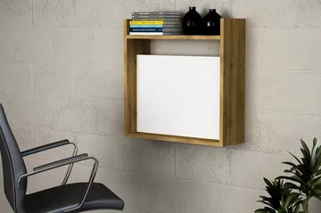 Toppley Väggskrivbord 60 cm med Förvaring Hyllor - Vit/Valnötsbrun - Products - Möbler - Bord & matgrupp - Kontorsbord - Datorbord