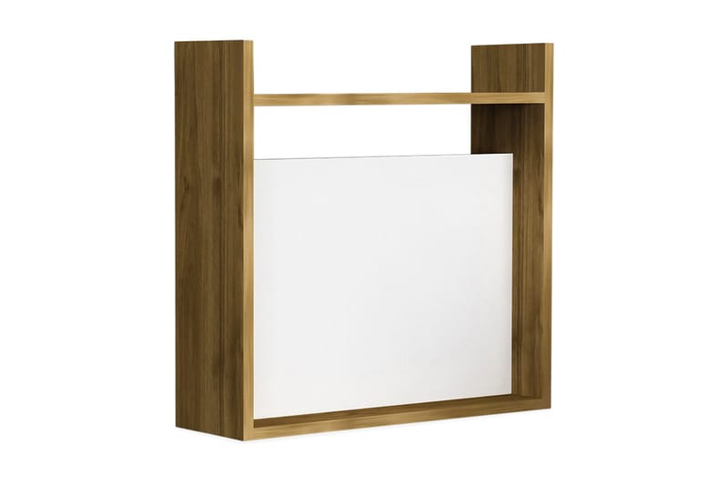 Toppley Väggskrivbord 60 cm med Förvaring Hyllor, Vit/Valnötsbrun