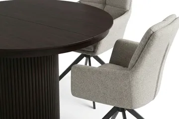 Kopparbo Förlängningsbart runt 120-220 cm Rökt Ek med 4 Torsby Matstolar - Rökt ek - Products - Möbler - Bord & matgrupp - Matgrupp