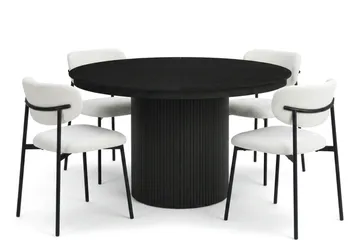 Kopparbo Förlängningsbart runt 120-220 cm Svart med 4 Lucy Matstolar - Svart - Products - Möbler - Bord & matgrupp - Matgrupp