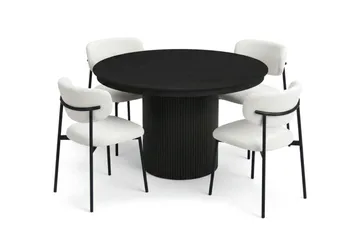Kopparbo Förlängningsbart runt 120-220 cm Svart med 4 Lucy Matstolar - Svart - Products - Möbler - Bord & matgrupp - Matgrupp