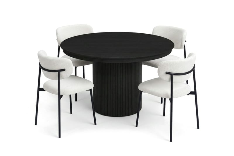 Kopparbo Förlängningsbart runt 120-220 cm Svart med 4 Lucy Matstolar - Svart - Products - Möbler - Bord & matgrupp - Matgrupp