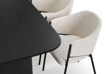 Kopparbo Matbord 200 cm med 6 Filip Matstolar - Svart / Vit Bouclé - Products - Möbler - Bord & matgrupp - Matgrupp