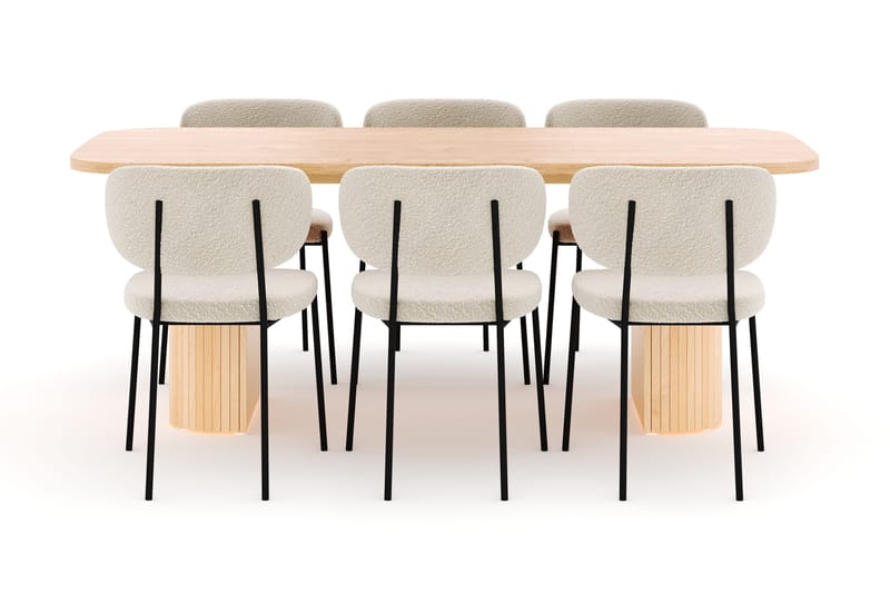 Kopparbo Matbord 200 cm med 6 Gemmiano Stolar - Natur - Products - Möbler - Bord & matgrupp - Matgrupp