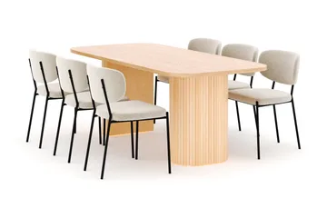 Kopparbo Matbord 200 cm med 6 Gemmiano Stolar - Natur - Products - Möbler - Bord & matgrupp - Matgrupp