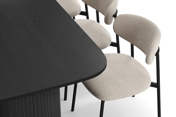 Kopparbo Matbord 200 cm med 6 Lucy Matstolar - Svart / Greige Bouclé / Metallben Svart - Products - Möbler - Bord & matgrupp - Matgrupp