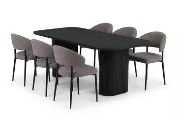 Kopparbo Matbord 200 cm med 6 Sawako Greige Stolar - Products - Möbler - Bord & matgrupp - Matgrupp