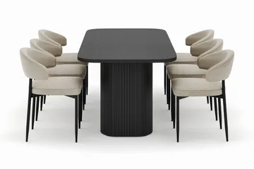 Kopparbo Matbord 200 cm med 6 Sawako Stolar - Svart - Products - Möbler - Bord & matgrupp - Matgrupp