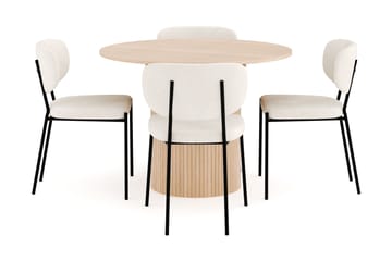 Kopparbo Matgrupp 106 cm Rund Förlängningsbart med 4 Gemmiano Matstolar - Whitewash - Products - Möbler - Bord & matgrupp - Matgrupp